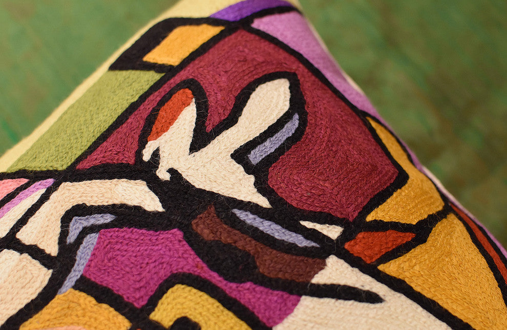 Stroking the Keys by Alfred Gockel Accent Pillow Cover Handmade Wool 18x18"