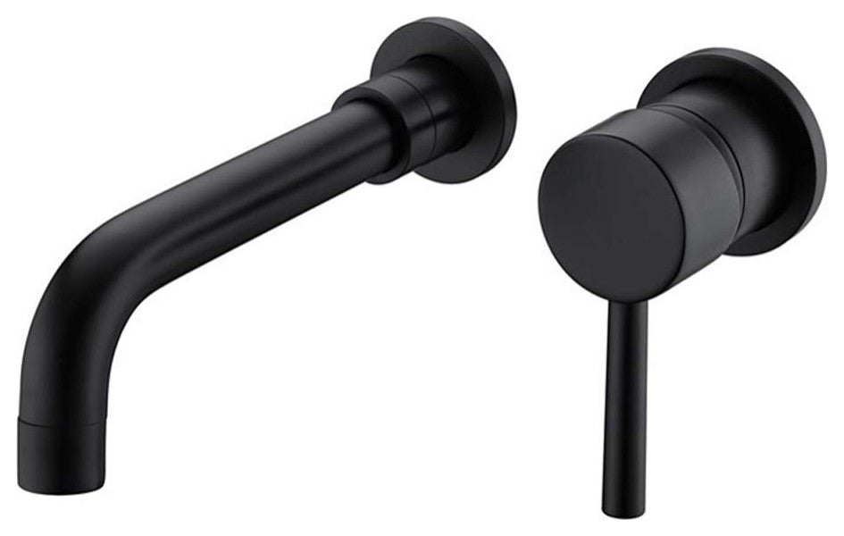 Wall Mount Single Handle Bathroom Sink Faucet, Matte Black