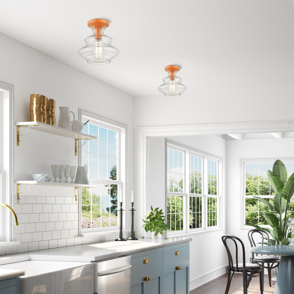 1 Light Shiny Orange Semi-Flush