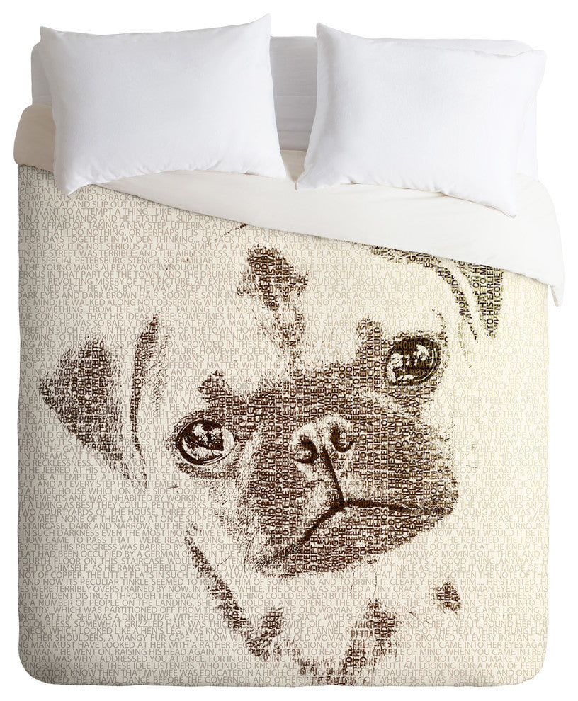 Deny Designs Belle13 The Intellectual Pug Duvet Cover - Lightweight