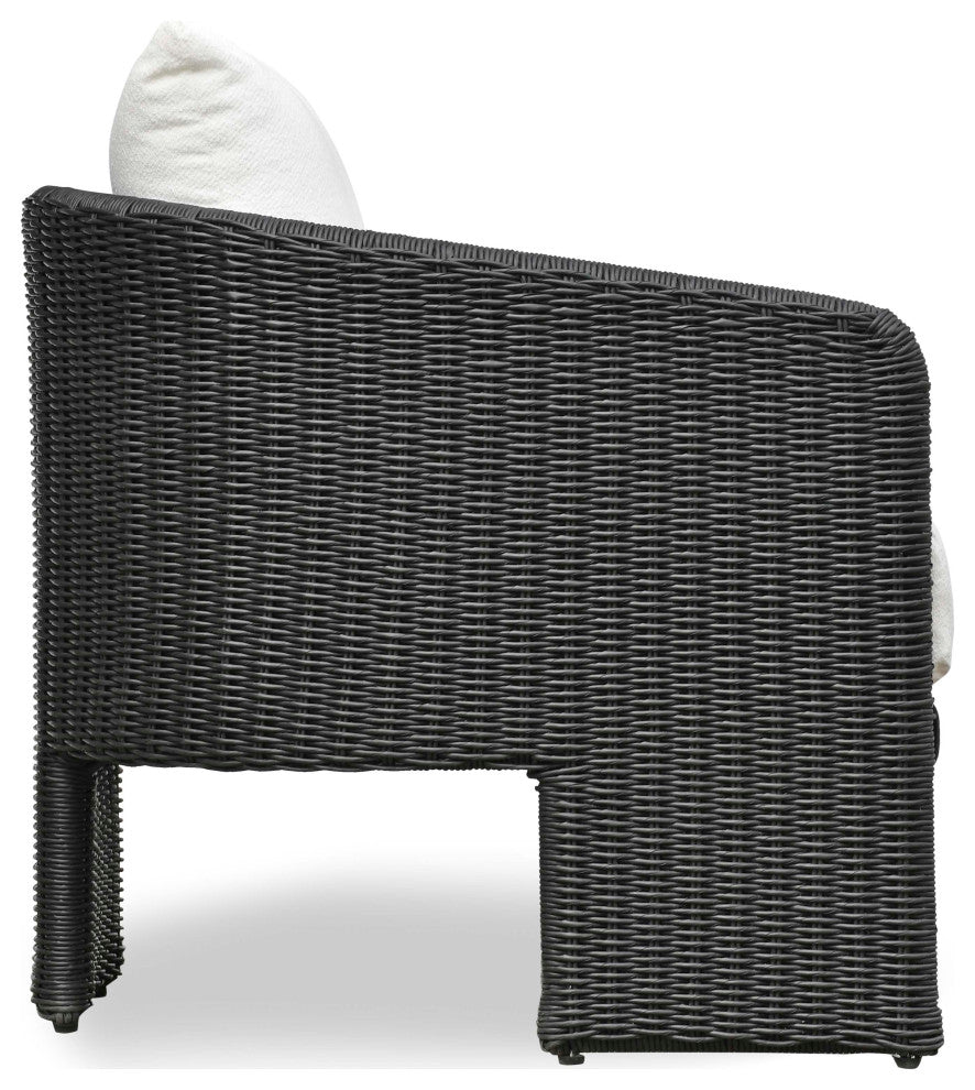 Alexa Rattan Performance Fabric Outdoor Armchair, Black