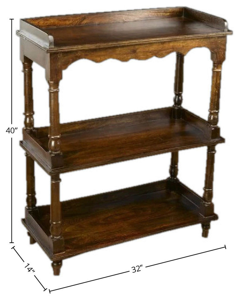 Verner Solid Wood Etagere Bookcase, Pecan