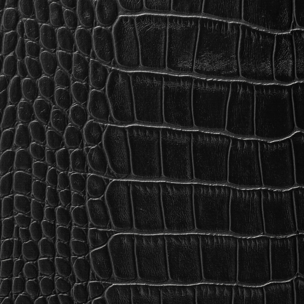 6' Tall Double Sided Black Crocodile Print Canvas Room Divider