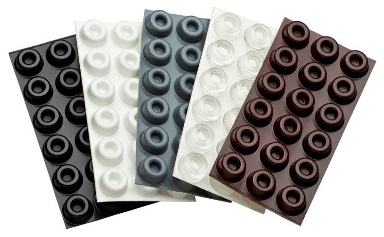 Recessed Adhesive Rubber Door Stops-BS17 .880"x.400"-72pcs, Black
