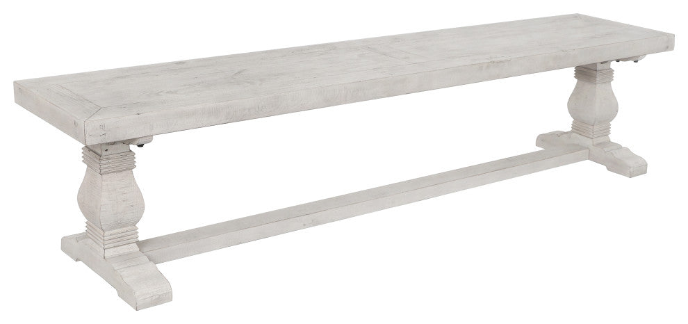 Quincy Reclaimed Pine Bench by Kosas Home, Nordic Ivory, 18hx66wx16d
