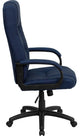 High Back Navy Blue Fabric Executive Swivel Chair With Arms