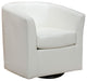 Corley Contemporary Upholstered Swivel Club Chair, Ivory, Faux Leather