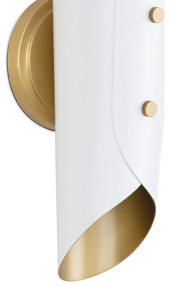 Vest Sconce, White and Natural Brass