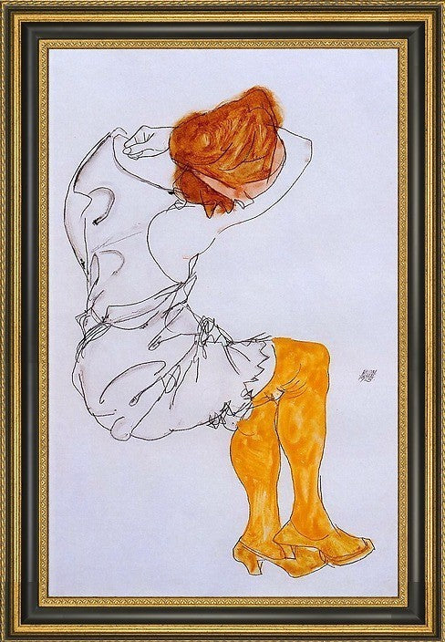 Egon Schiele Das Schlafende Madchen - 18" x 27" Framed Premium Canvas Print