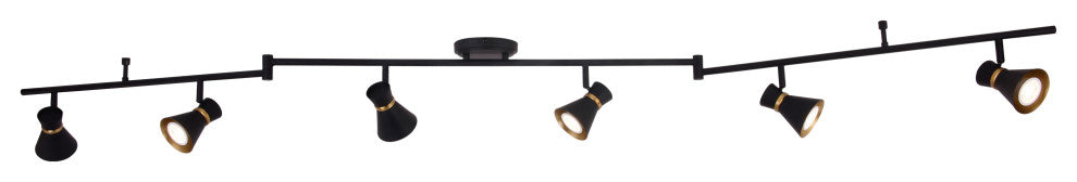 Alto LED Adjustable Ceiling Spot Track Light, Matte Black and Satin Brass, 6-Light