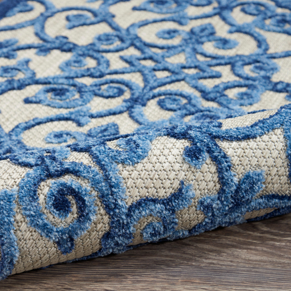 Nourison Aloha 2'3" x 10' Grey Blue Contemporary Rug