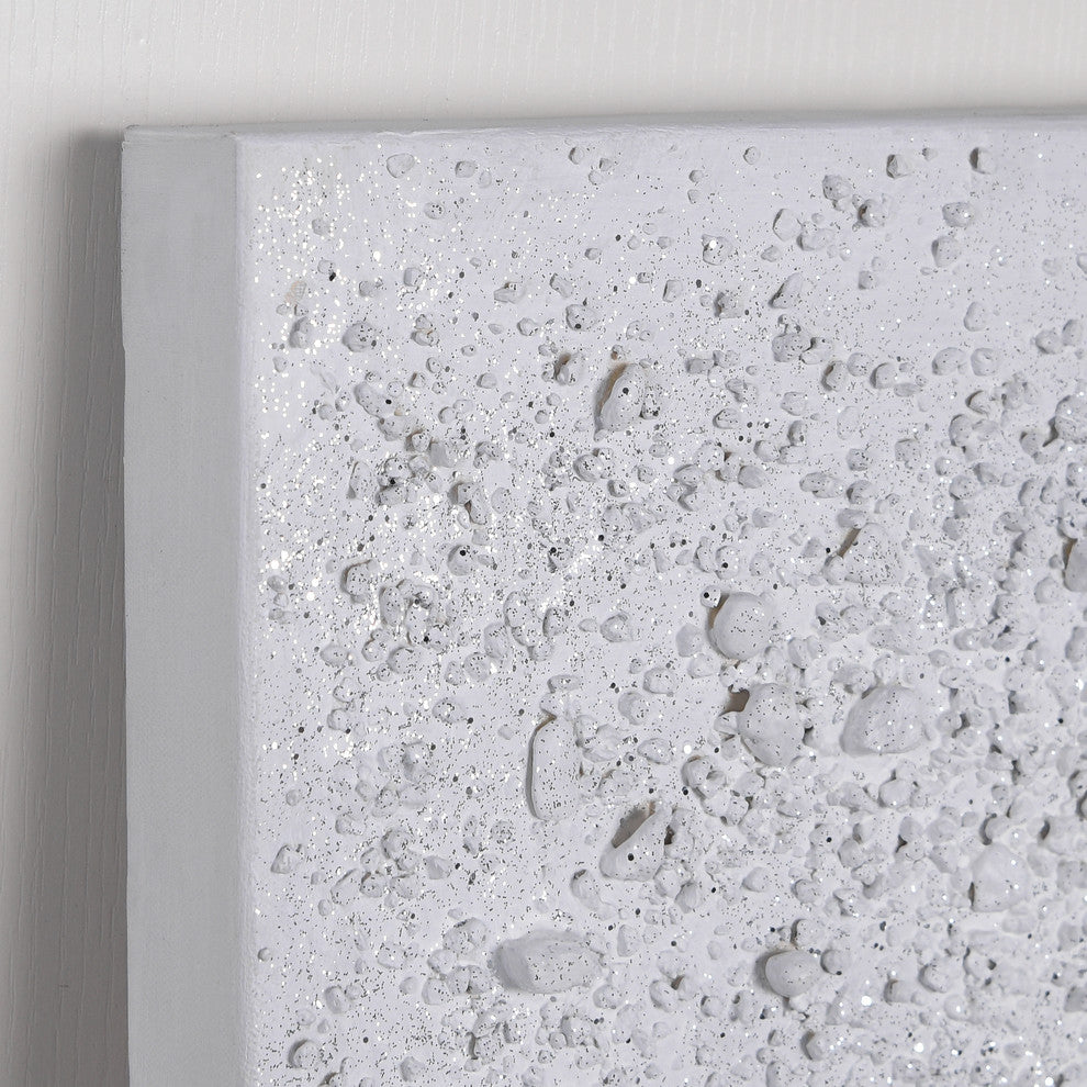 White Snow A Textured Metallic Hand Painted Wall Art Frameless Canvas