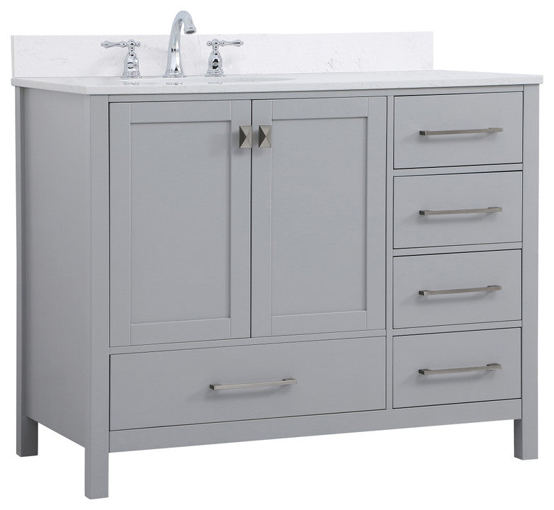 Iris 42" Single Bathroom Vanity, Gray With Backsplash