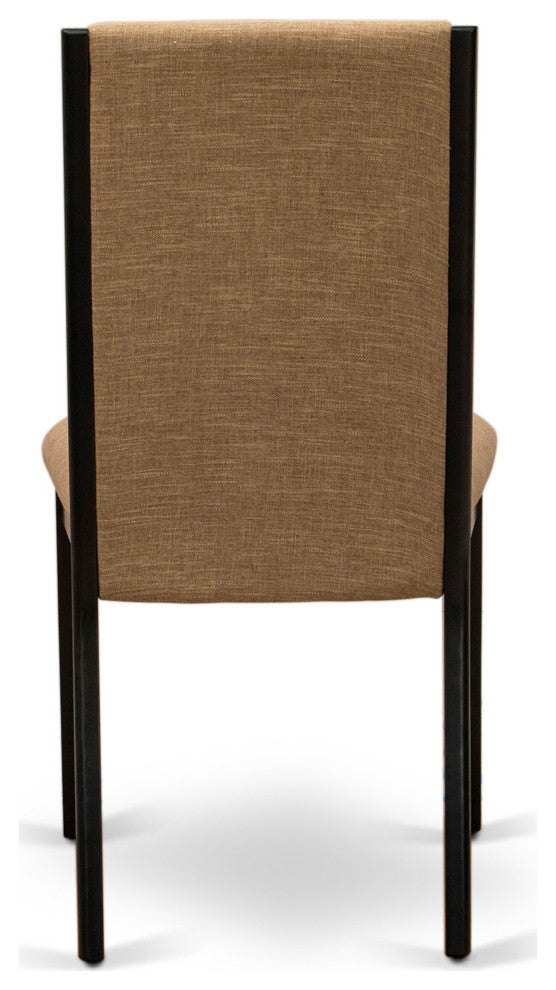 Parsons Chairs, Light Sable Dining Chairs Seat, Black Rubber Wood Legs Set Of 2