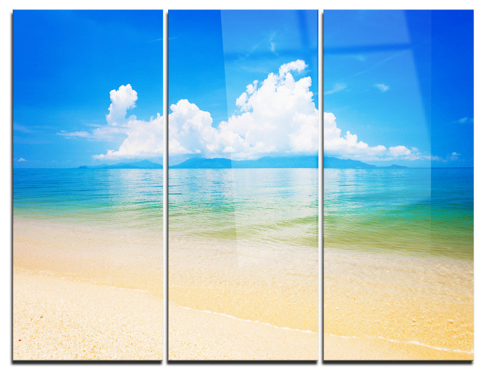 "Cloudy Horizon Over Blue Sea" Photo Metal Wall Art, 3 Panels, 36"x28"