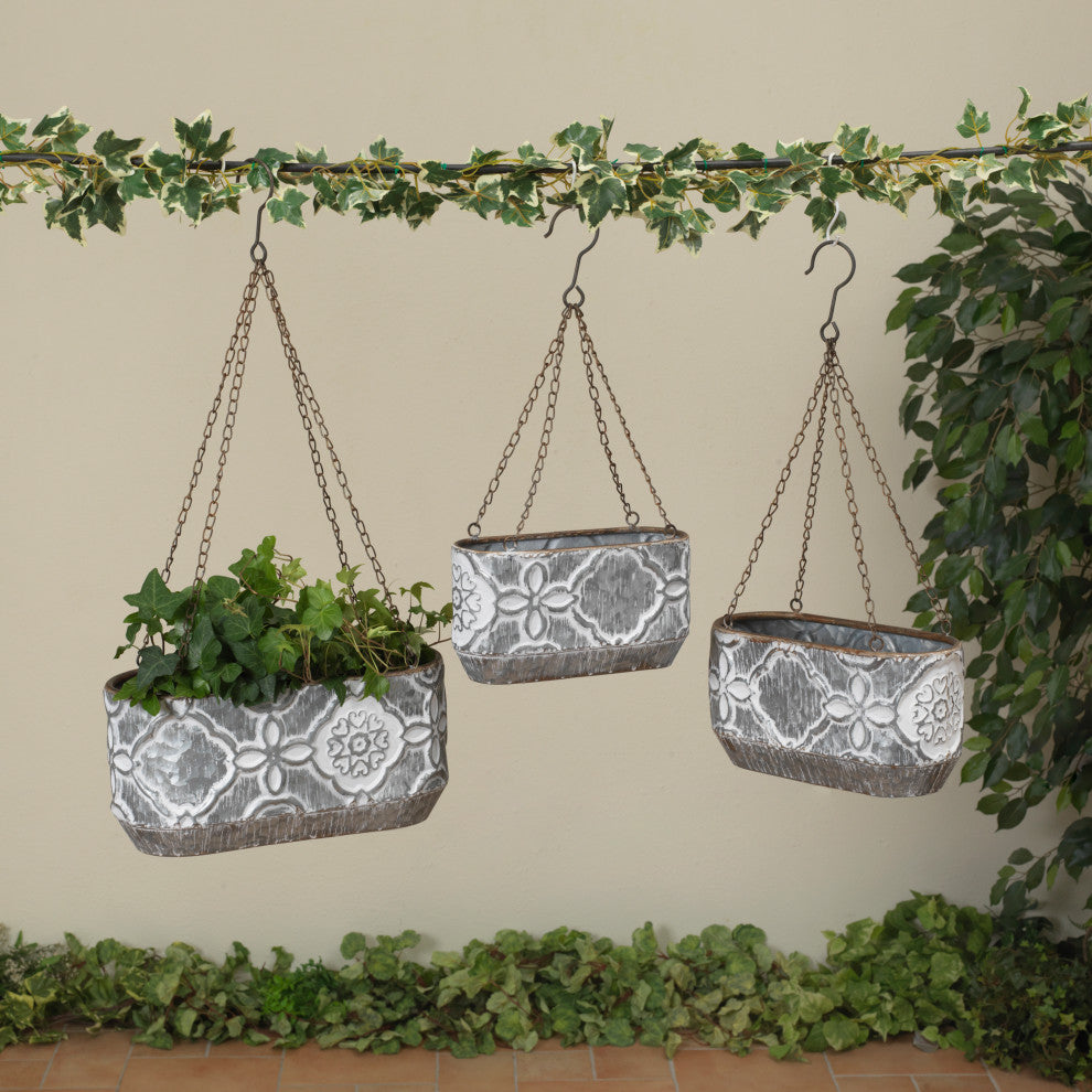 Set of 3, Nesting Hanging Metal Planters