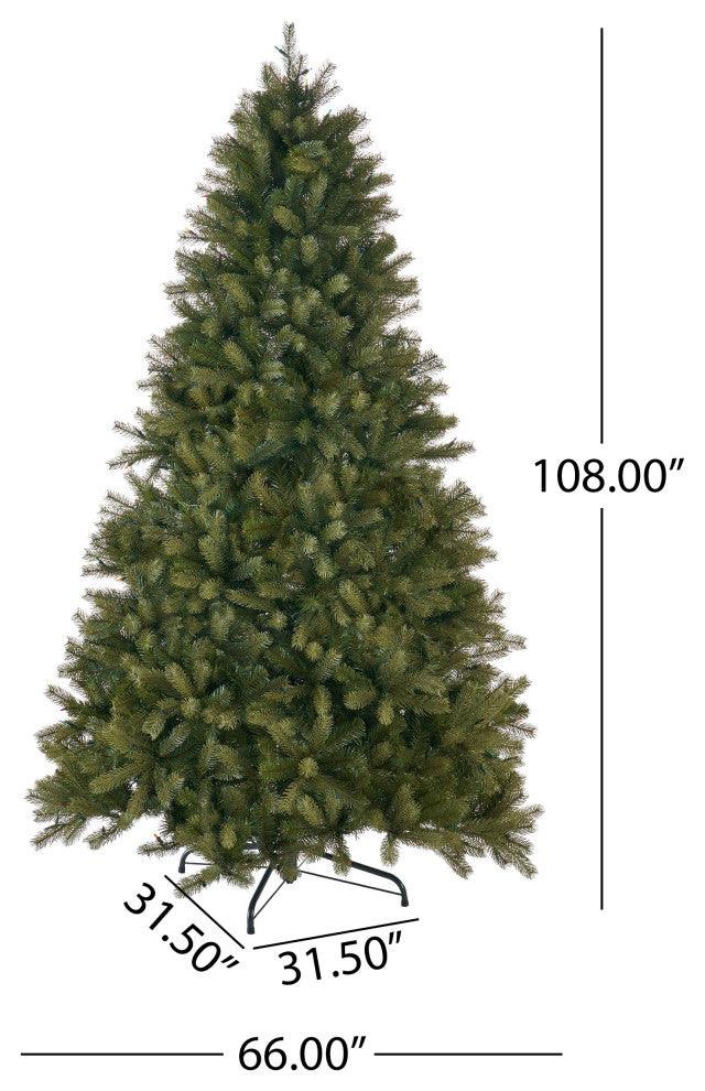 9' Mixed Spruce Artificial Christmas Tree, Pre-Lit Multi-Colored