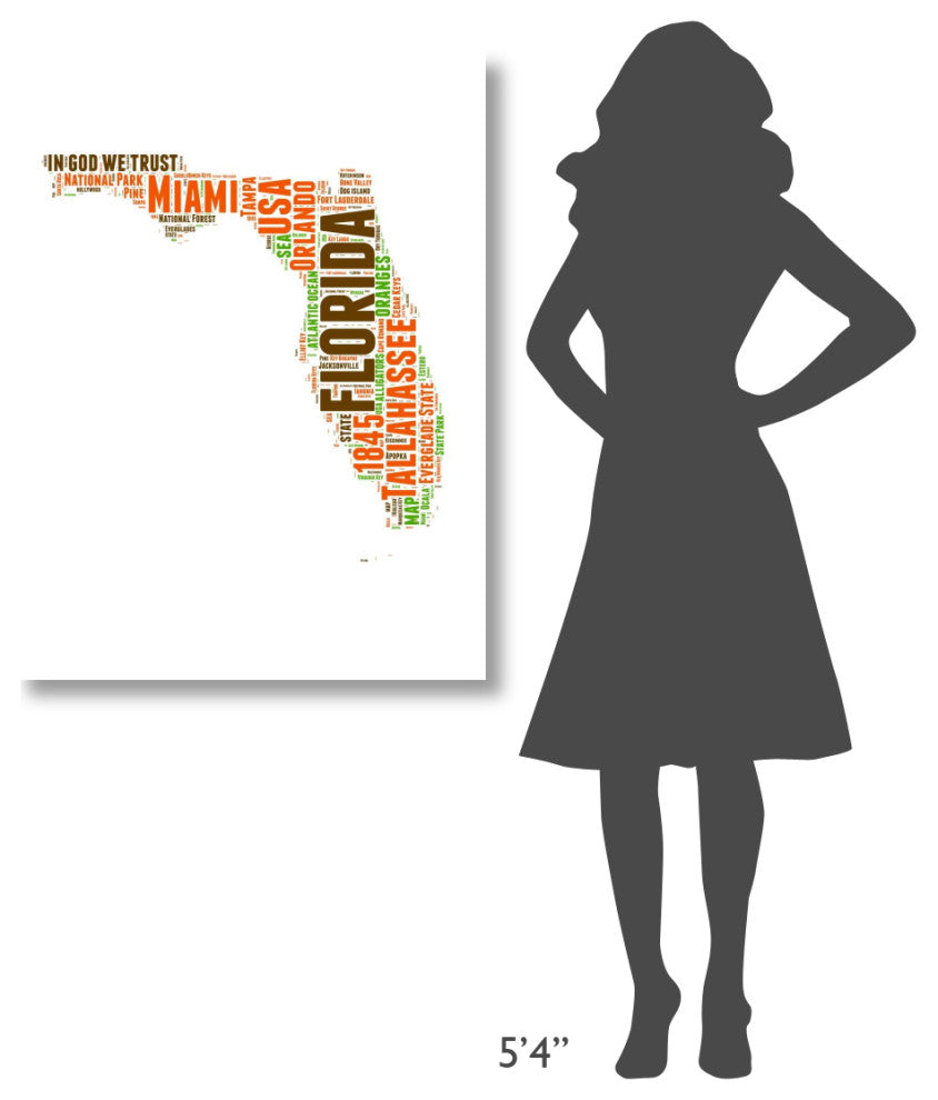 "Florida Word Cloud Map" Fine Art Print