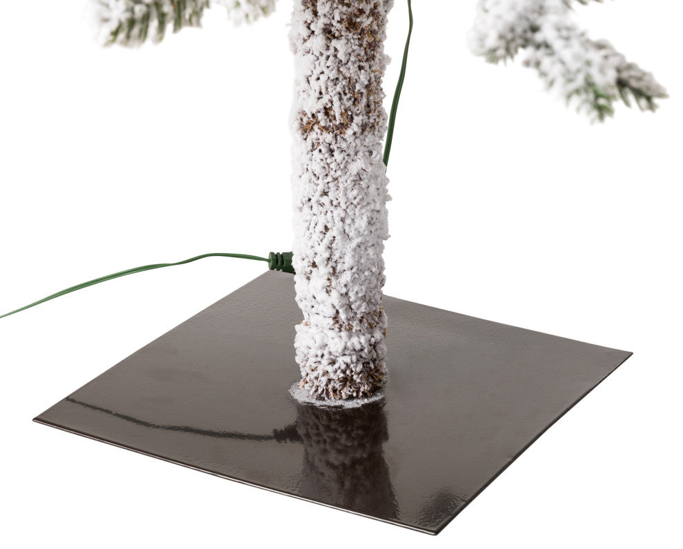 Deluxe Pre-Lit Flocked Pine Artificial Christmas Tree With 300 Warm Lights, 7ft