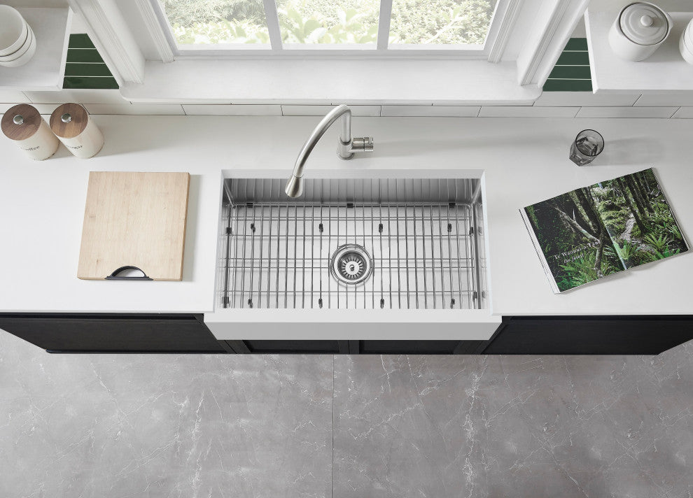 Single Bowl Farmhouse Stainless Sink, 33"