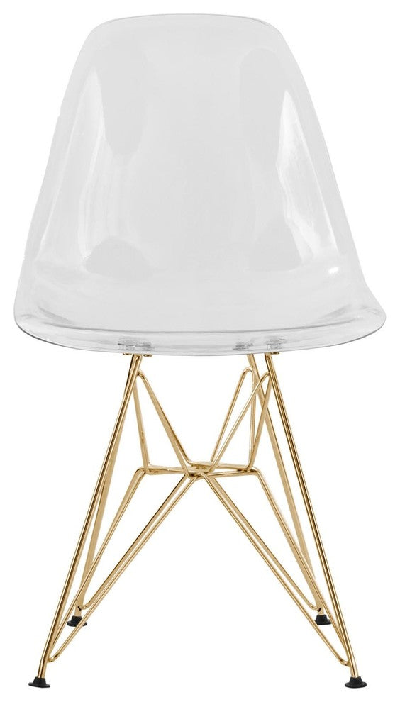 Dining Chair with ABS Plastic Seats Side Chair in Gold Chrome, Clear