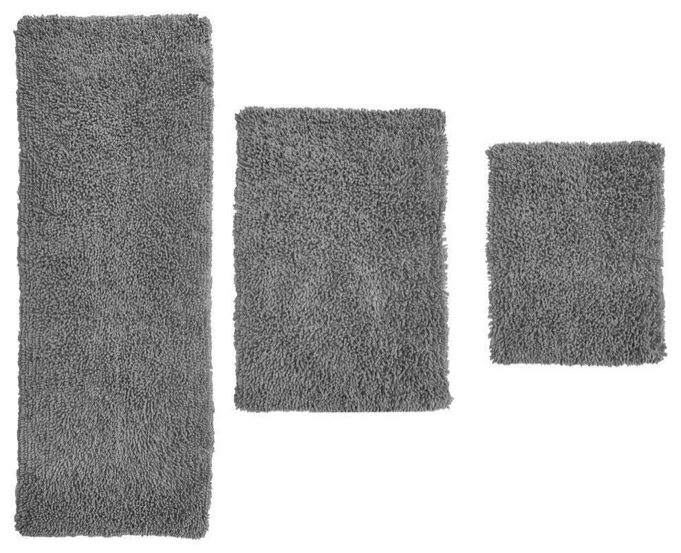 Fantasia Bath Rug Bath Rugs Set, 3-Piece Set With Runner, Gray