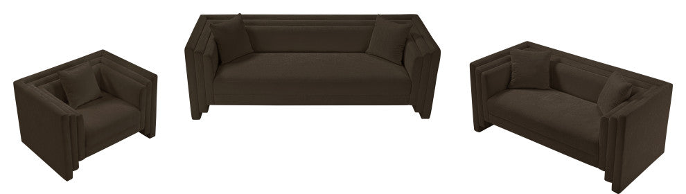 Everett Upholstered Sofa, Brown, Chenille Fabric