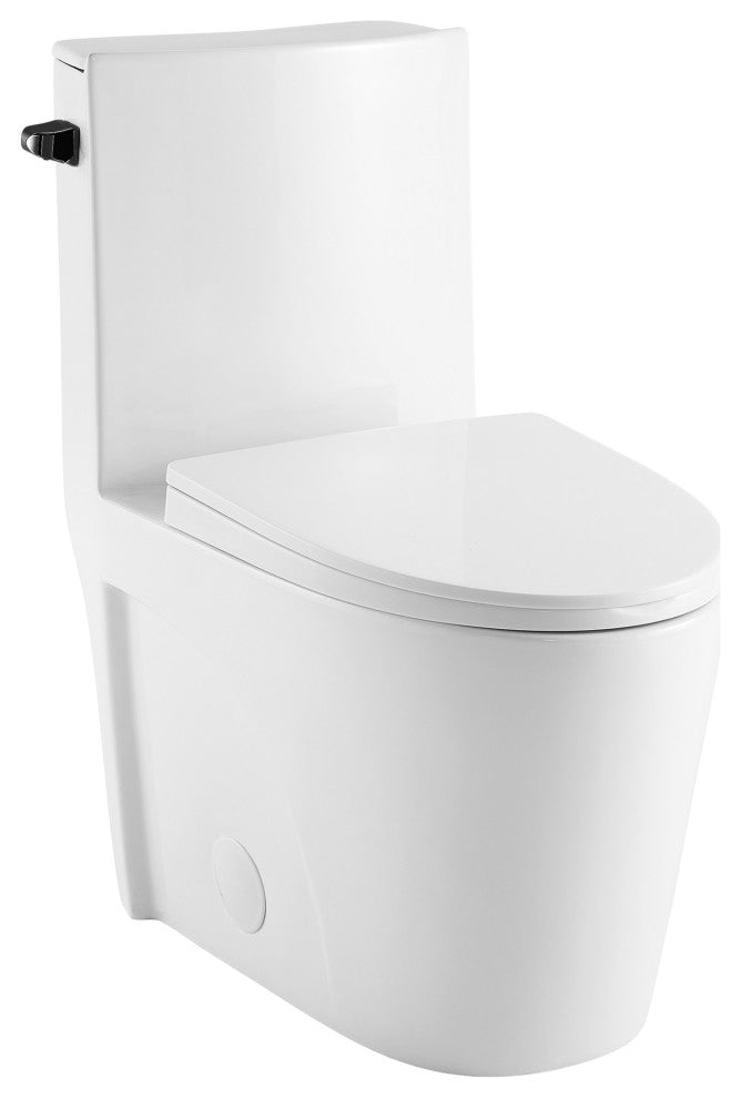 St. Tropez One Piece Elongated Toilet Side Flush, Black Hardware