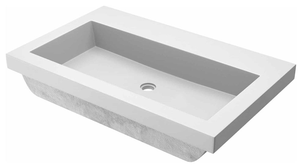 Trough 3019 Concrete Bathroom Sink, Pearl, No Faucet Hole