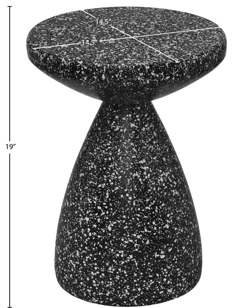 Anika Iron Terrazzo End / Side Table, Black