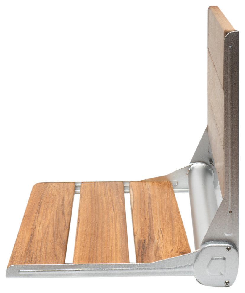 17" Folding Teak Wood Shower Seat Bench with Backrest