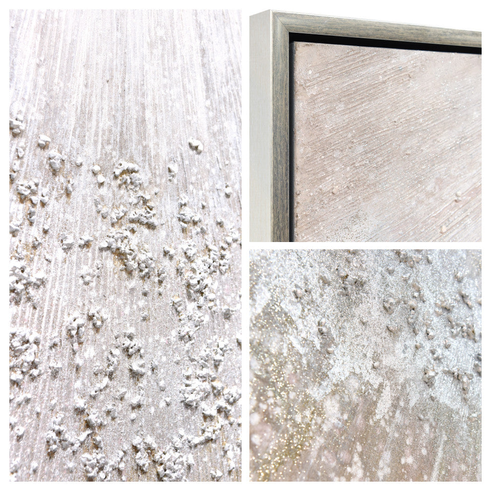 Silver Pellets Textured Metallic Hand Painted Canvas Wall Art, Mar-Cb9811-2060-3f