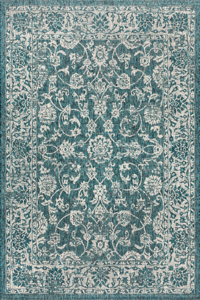 Tela Bohemian Textured Weave Floral Indoor/Outdoor Area Rug