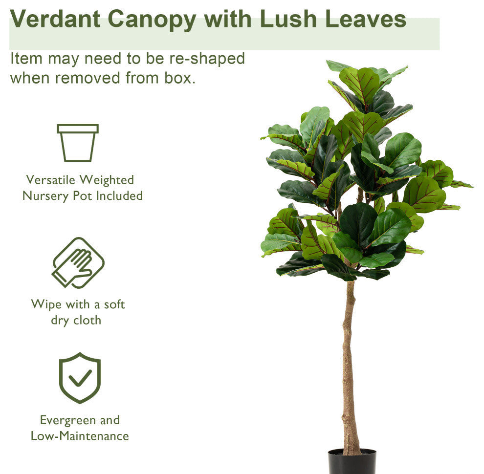 5' Faux Fiddle Leaf Fig Tree in Pot