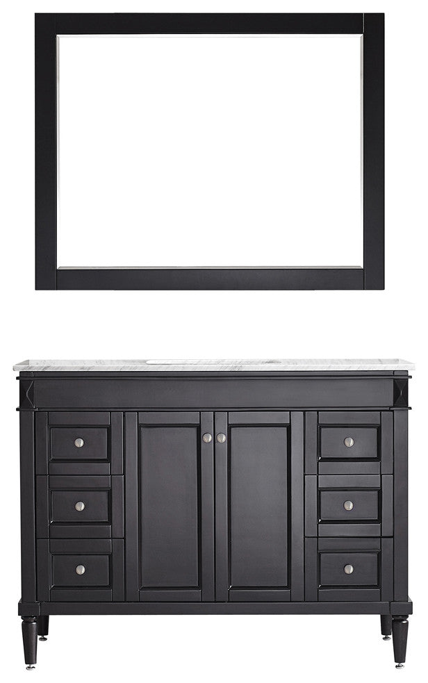 Catania 48" Vanity in Espresso with Carrara White Marble Countertop With Mirror