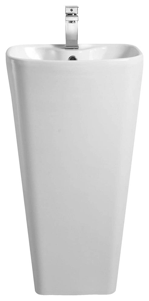 Elegant One-Piece Plainfield Pedestal Sink, Vitreous China, White