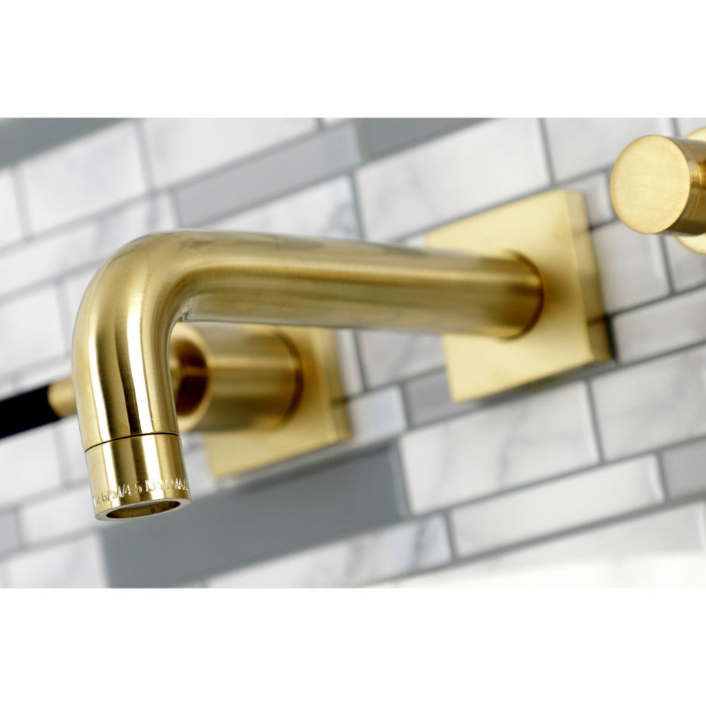Kingston Brass KS6127DKL Two-Handle Wall Mount Bathroom Faucet, Brushed Brass