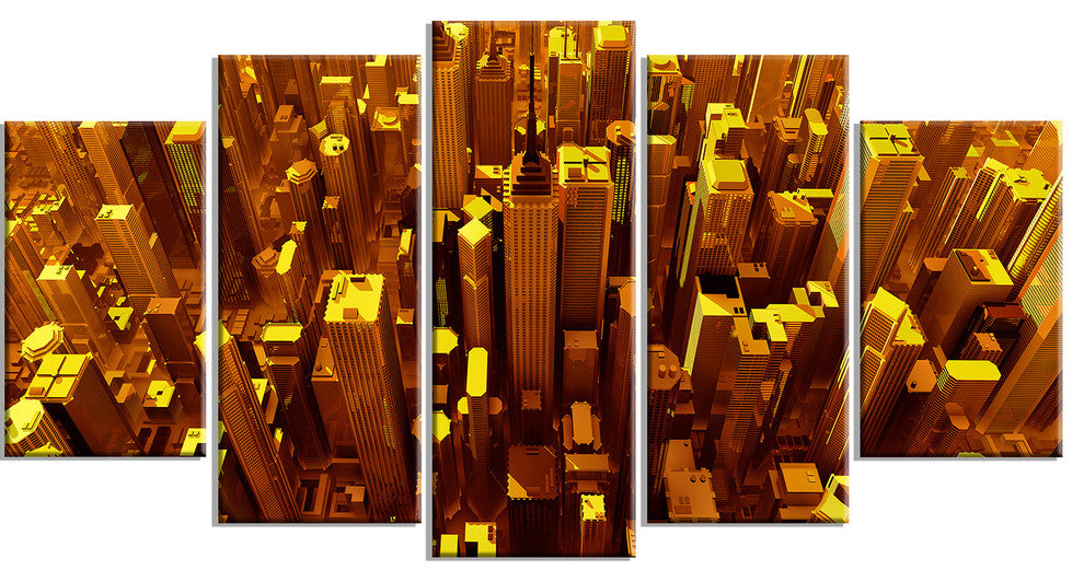 "Golden City From the Sky" Canvas Painting