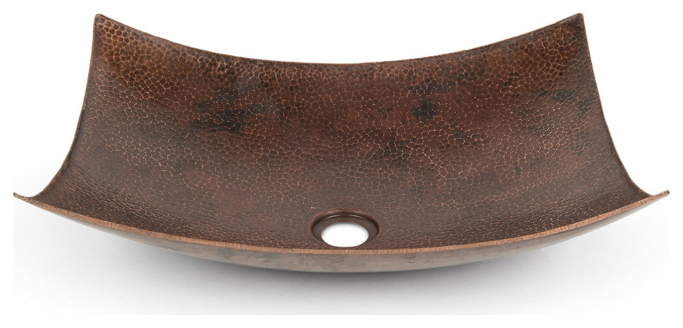 18" Rectangle Modern Slope Hammered Copper Bathroom Sink