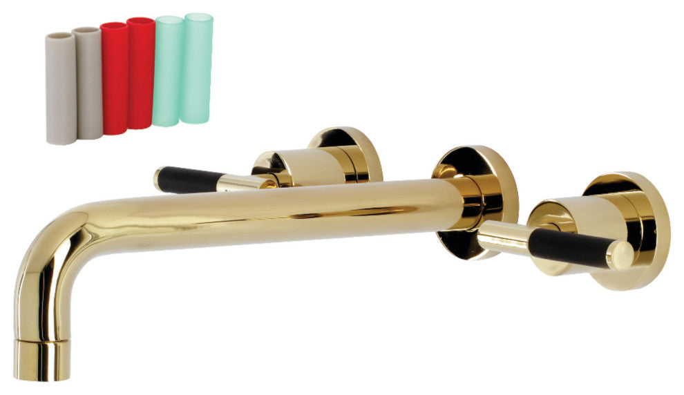 KS8022CKL Two-Handle Wall Mount Tub Faucet, Polished Brass