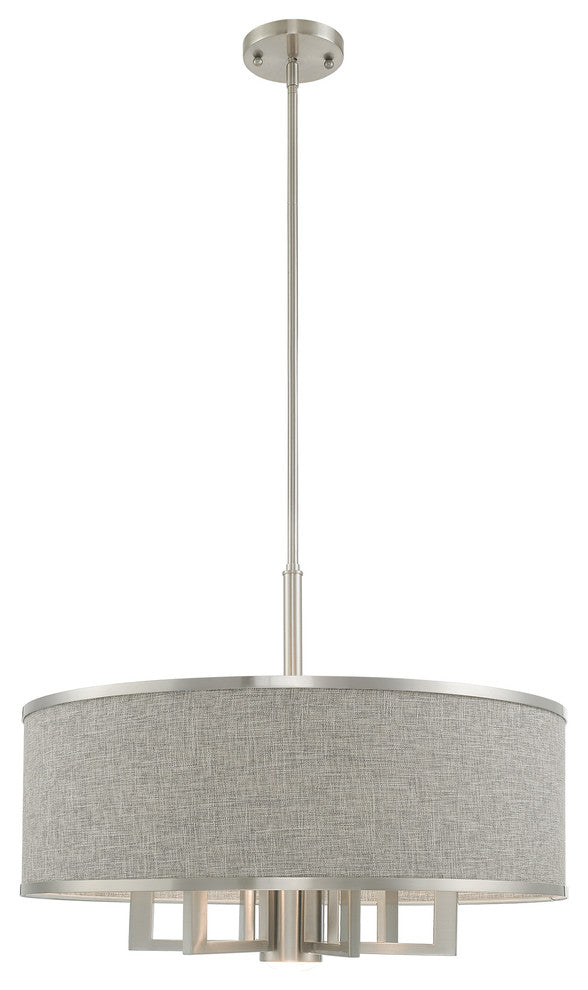 Livex Lighting Brushed Nickel 6 + 1 * Light Pendant Chandelier