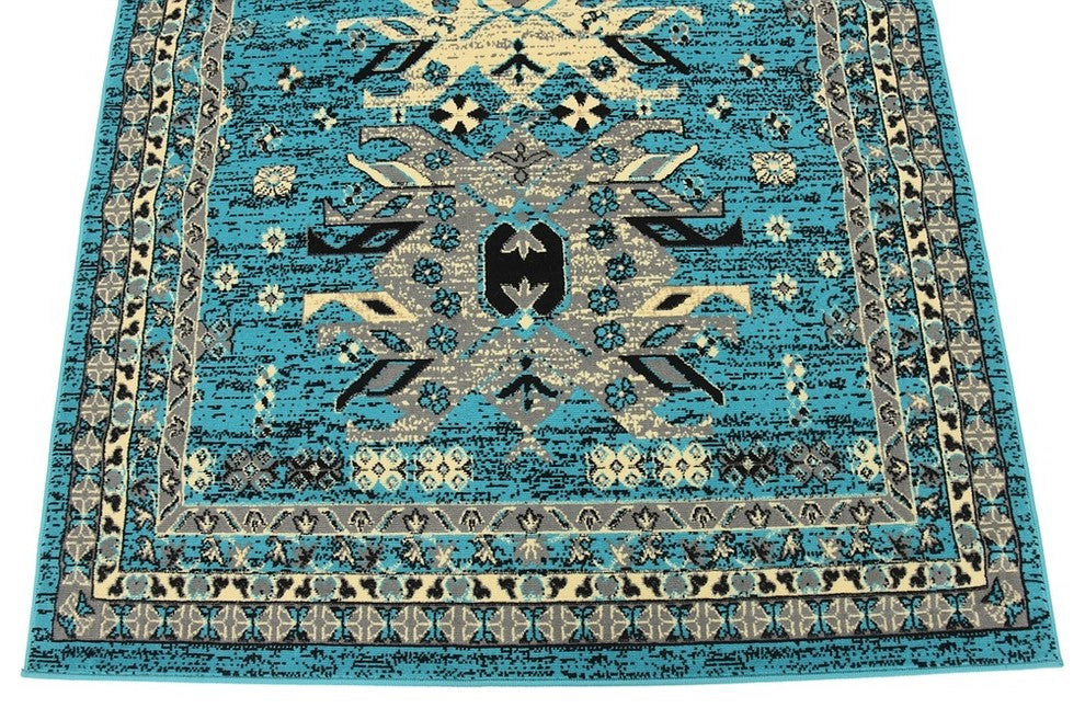 Unique Loom Turquoise Oasis Taftan 5' 0 x 8' 0 Area Rug