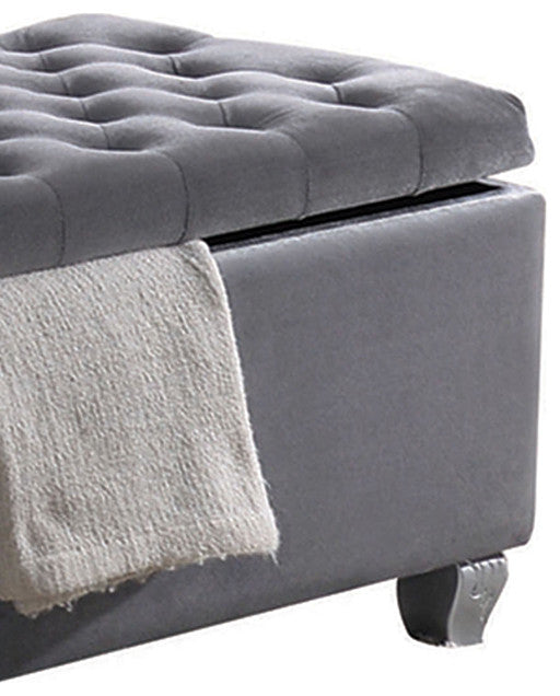 Rebekah Storage Bench, Gray Fabric