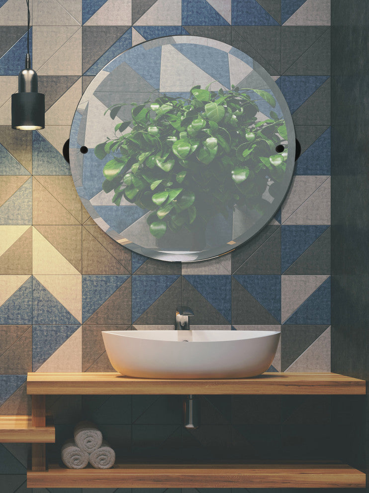 Frameless Round Beveled Edge Tilt Mirror, Antique Brass