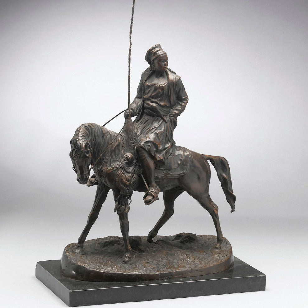 Ferguson Bronze African Herder on Horse Statue, Bronze