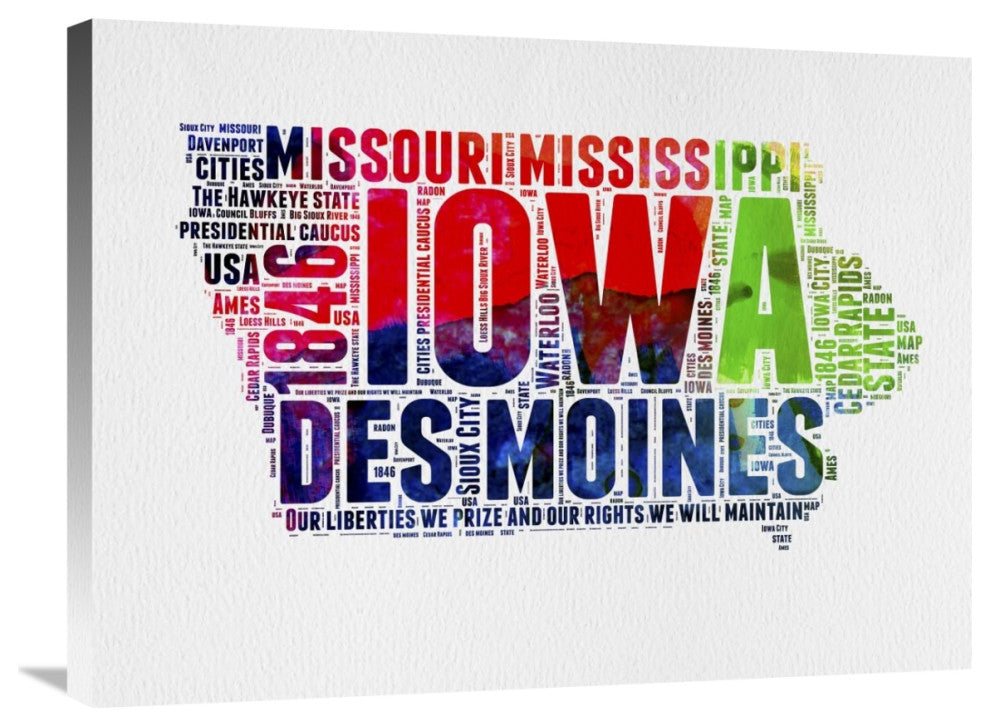 "Iowa Watercolor Word Cloud" Fine Art Print