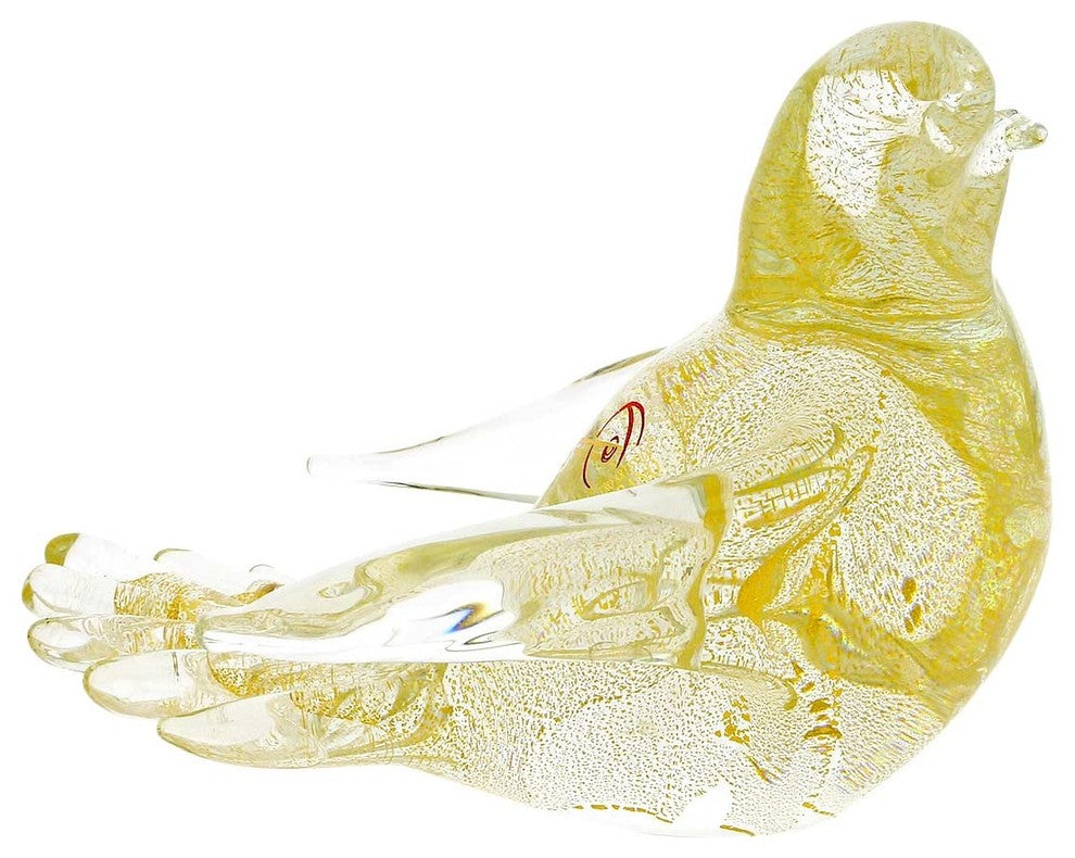 GlassOfVenice Murano Glass Dove - Sparkling Gold