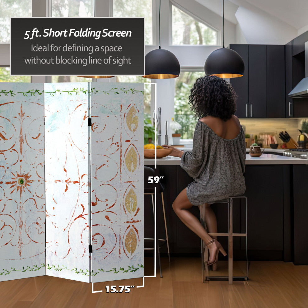 5' Tall Winter's Peace Canvas Room Divider