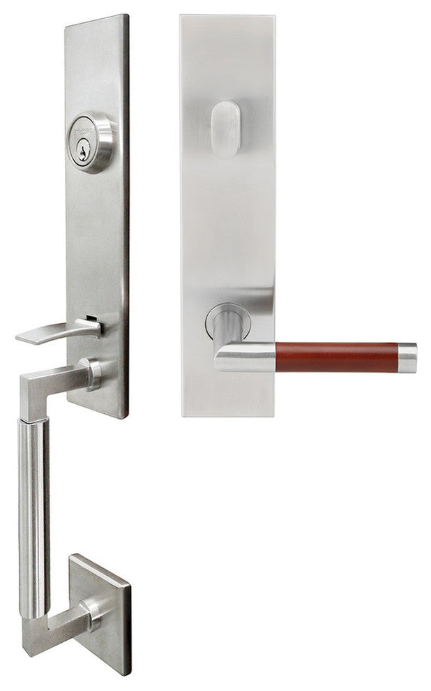 Cabernet Lever, Tubular Entry Handleset, RHR, Satin Stainless Steel
