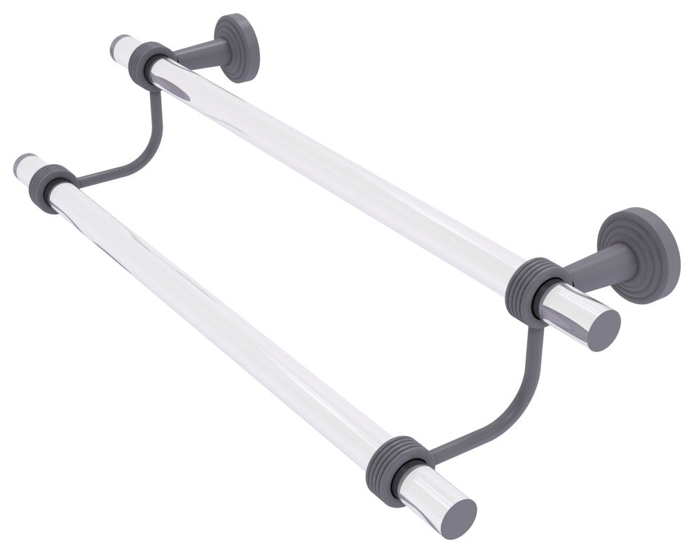 Pacific Beach 24" Double Towel Bar with Groovy Accents, Matte Gray